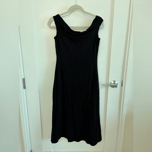 NWT Reformation Black Knit Midi Dress - Size S - Romantic Tie Front - Picture 2 of 3